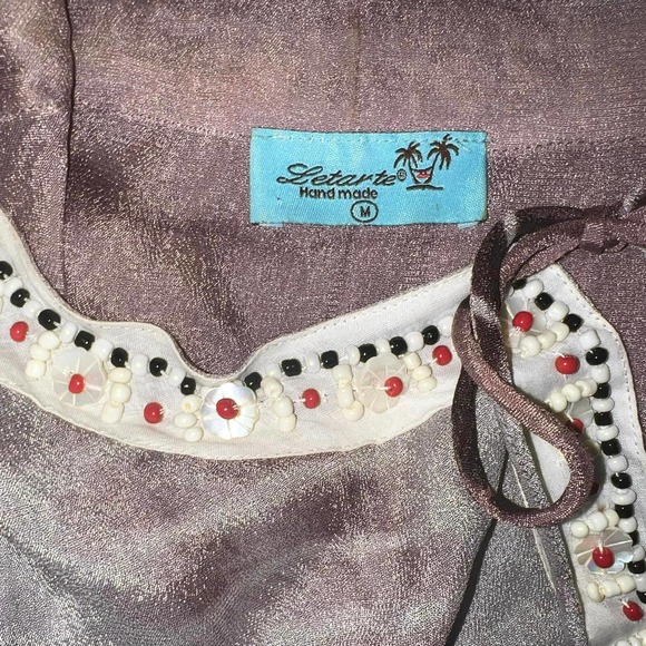 Letarte Handmade Silk Beaded Blouse Size Medium - Picture 6 of 6